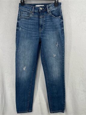 Eunina Women's Dark Blue Skinny Jeans with Subtle Distressing
